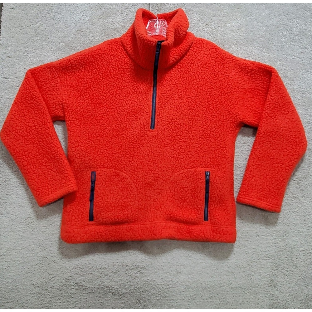 J.Crew‎ Jacket Women's Medium Orange Coat Sherpa Lined Warm Cozy Teddy